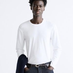Zara Long Sleeve Slim White T-shirt Sz. XL